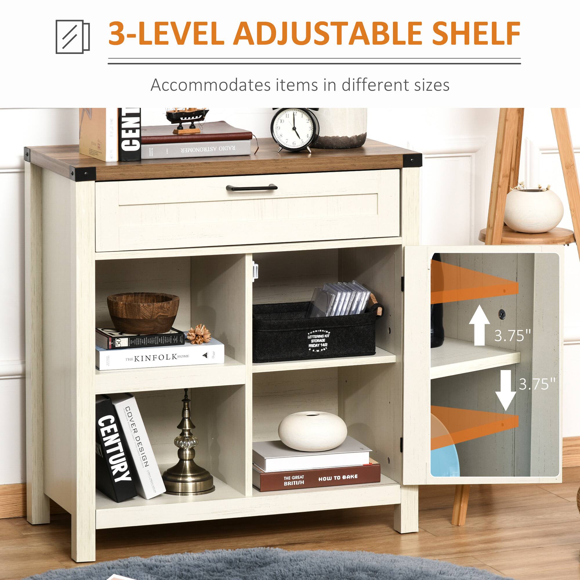 3-LEVEL ADJUSTABLE SHELF Accommodates items in different sizes 1 1 a 1 4  CENT - a + I 1 : 6 - SRONOILSY TADHO - KINFOLK ioee i I tRda STTE - - - T2 - a 3.75" COVER DESIGN CENTURY COVER DESIGN  -  BRITUH HOW TO  3.75"