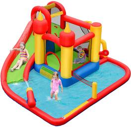 Ecooso - Inflatable Water Slide Bounce House w/ Ocean Balls, No Blower