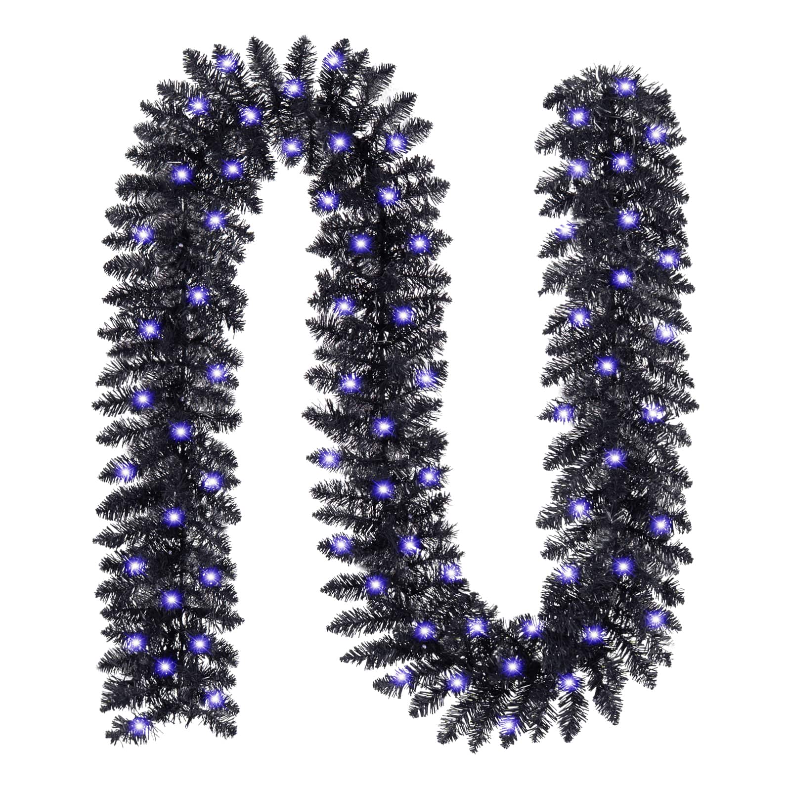 Costway - 9 FT Pre-Lit Garland for Halloween & Christmas - Black