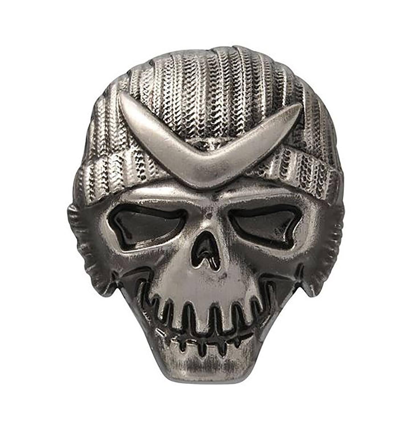Front. Monogram - DC Comics Suicide Squad Pewter Lapel Pin | Boomerang - Silver.
