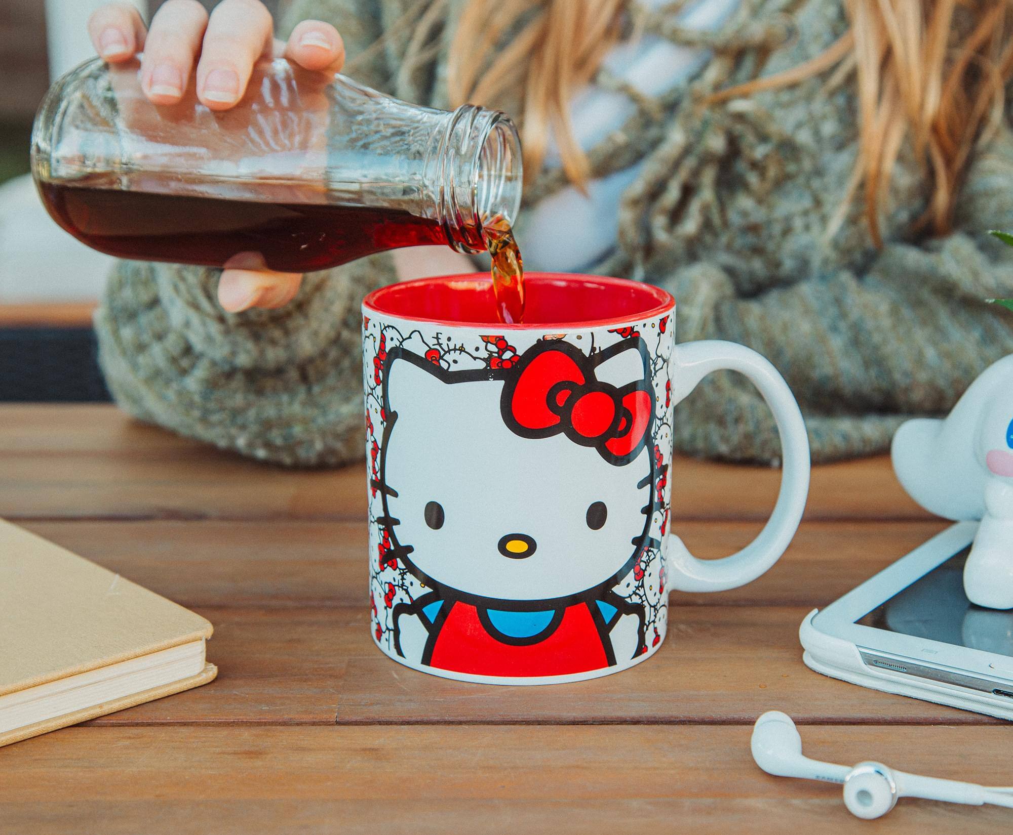 Alt View 4. Silver Buffalo - Sanrio Hello Kitty Allover Faces Ceramic Mug | Holds 20 Ounces - Red.