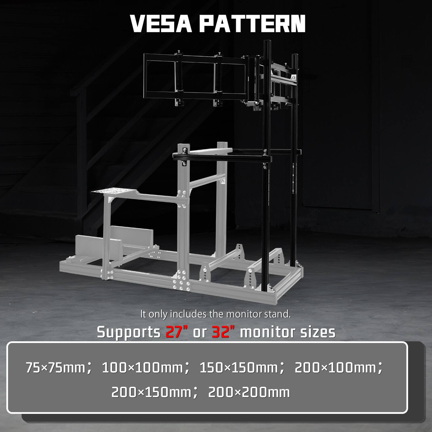 VESPA PATTERN

It only includes the monitor stand. Supports 27" or 32" monitor sizes

75x75mm; 100x100mm; 150x150mm; 200x100mm; 200x150mm; 200x200mm