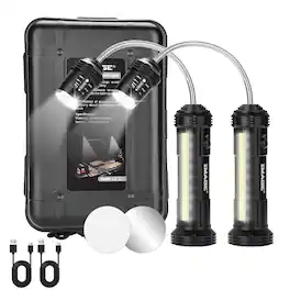 IMAGE - 2 Pack Rechargeable Grill Lights Magnetic with Ultra-Bright LED Lights 3W Side Light - Black