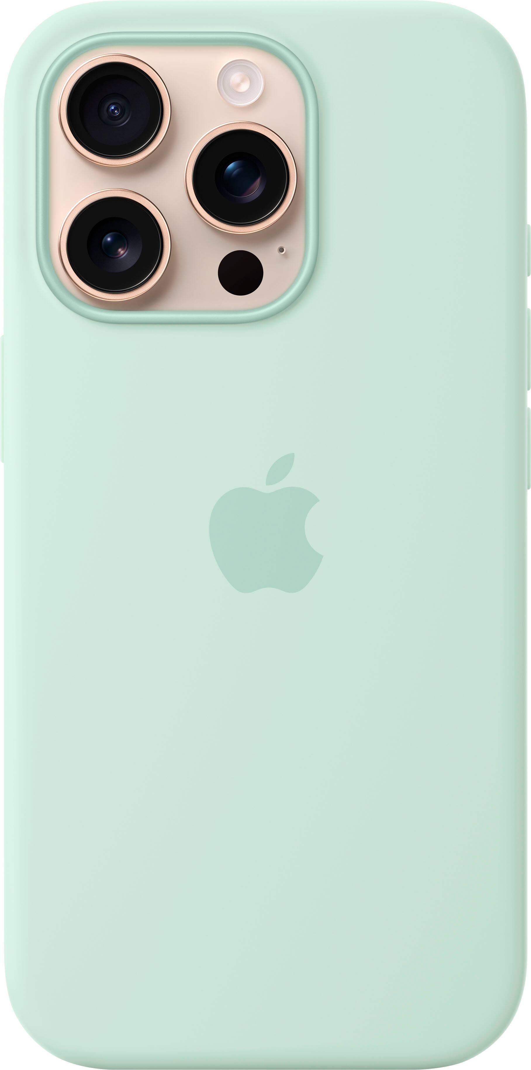 Angle. Apple - iPhone 16 Pro Silicone Case with MagSafe - Aquamarine.