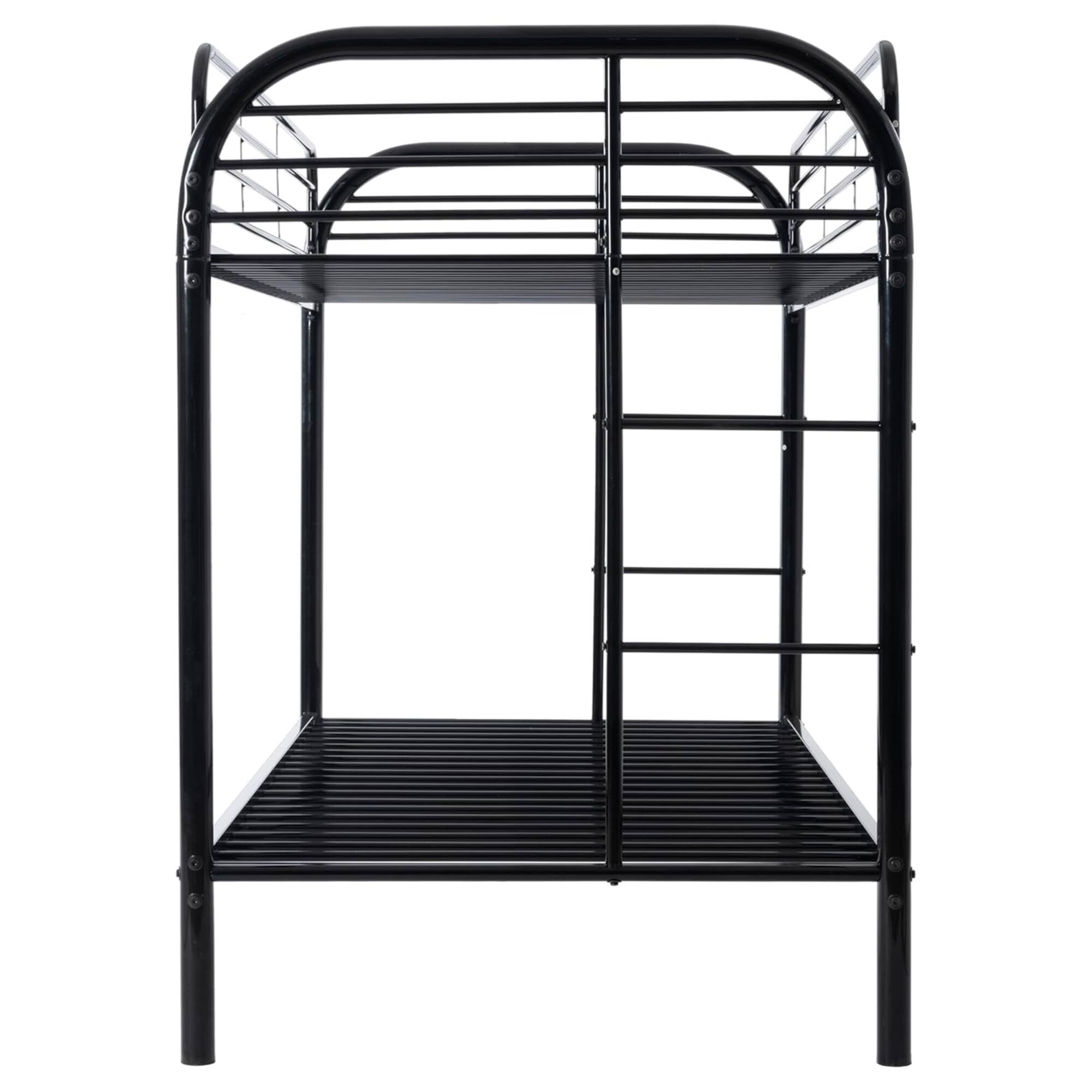 Alt View 2. GOODSILO - Heavy Duty Twin Over Twin Metal Bunk Bed with Dual Ladders and Full-Length Safety Rails - Black.
