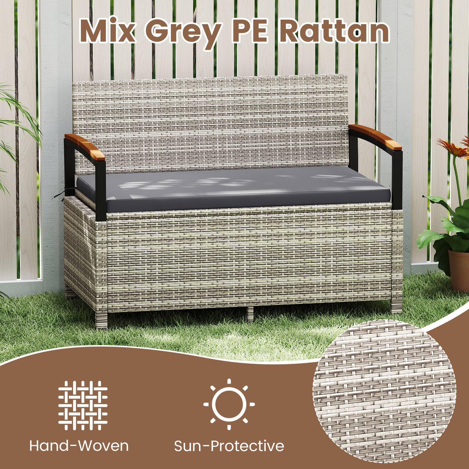 Mix Grey PE Rattan  
Hand-Woven  
Sun-Protective