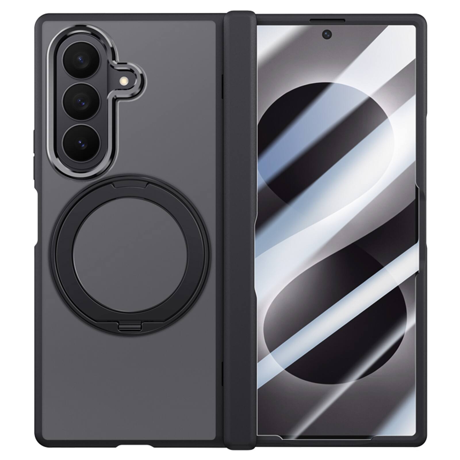 Alt View 2. Dteck - Rugged Case for Samsung Galaxy Z Fold 8 Ultra Built-in Privacy Screen Protector, Magnetic Stand Hinge Protection Cover - Black.