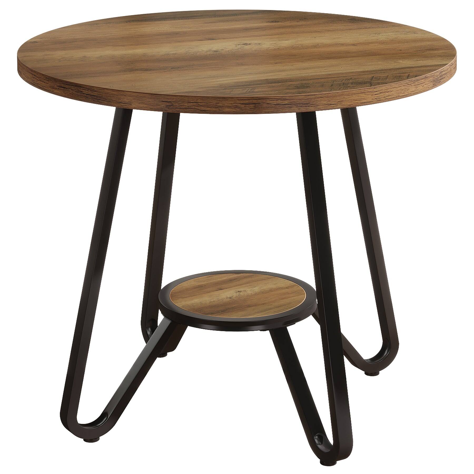 Alt View 5. Tribesigns - Dining Table with Storage Shelves, Adjustable Feet and Space-Saving Design for Dining Room and Kitchen - Brown.