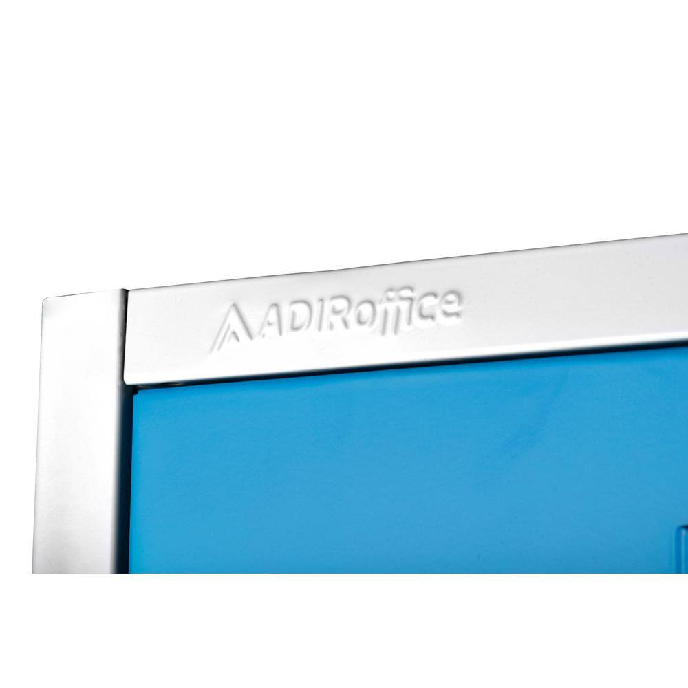 Alt View 2. AdirOffice - 629-Series 72" H 4-Tier Steel Key Lock 4-Shelf Locker with Key Lock - Blue.