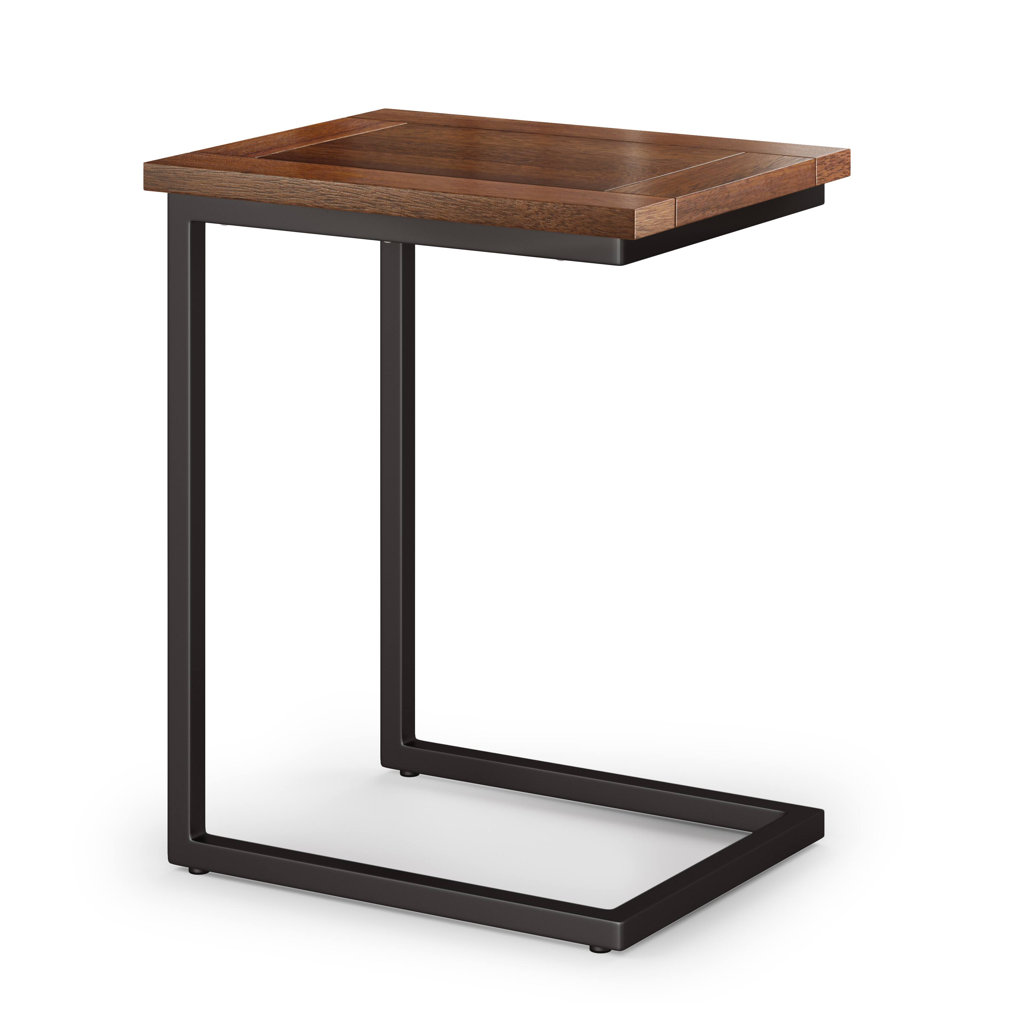 Front. Simpli Home - Skyler Wide C Side Table - Dark Cognac Brown.