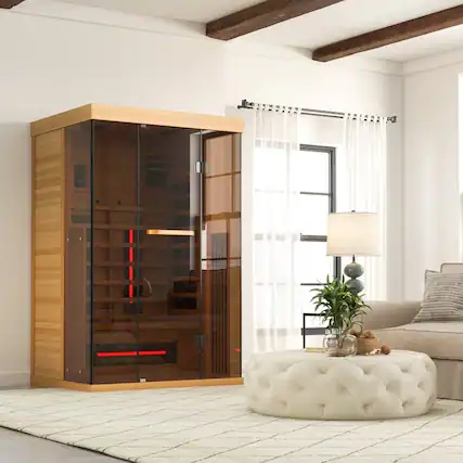 Front. U-HOMY - U-HOMY - Premium Infrared Sauna 2 Person - Wood Color.