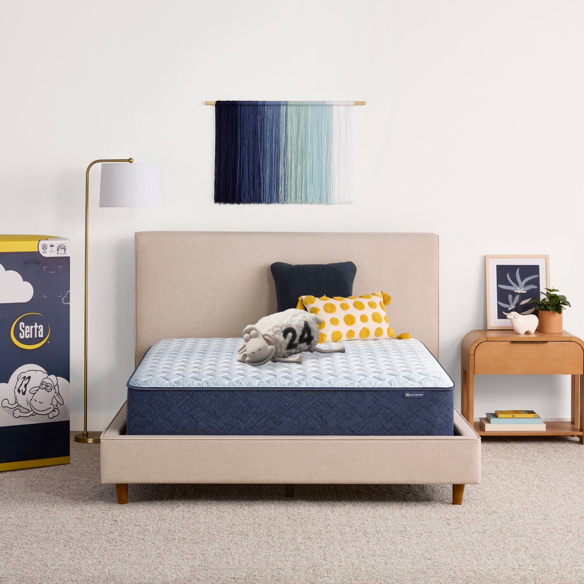 Left. Serta - Sleep to Go 12" Hybrid Medium Mattress in a Box -Full - Light Blue.