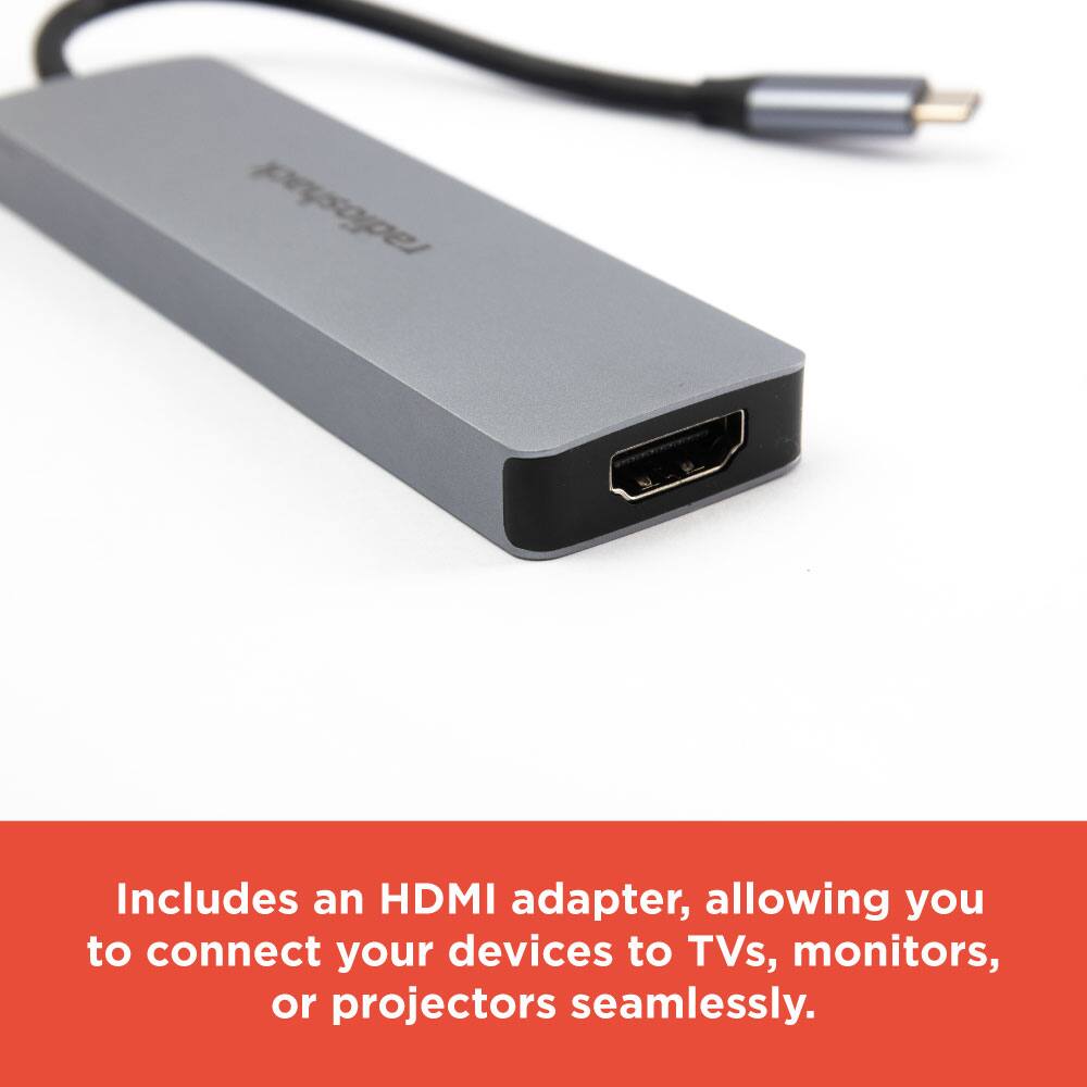 Includes an HDMI adapter, allowing you to connect your devices to TVs, monitors, or projectors seamlessly.