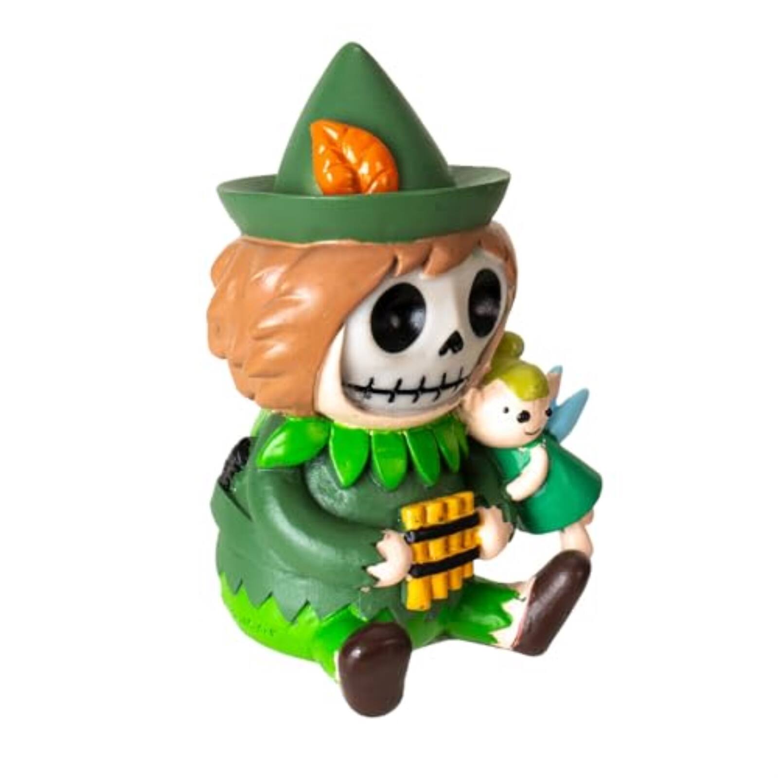 Alt View 1. Pacific Trading - Peter Pan Furrybones Figurine Skeleton Figurine in Peter Pan Costume with Tiny Fairy 3.38 Tall - Green.