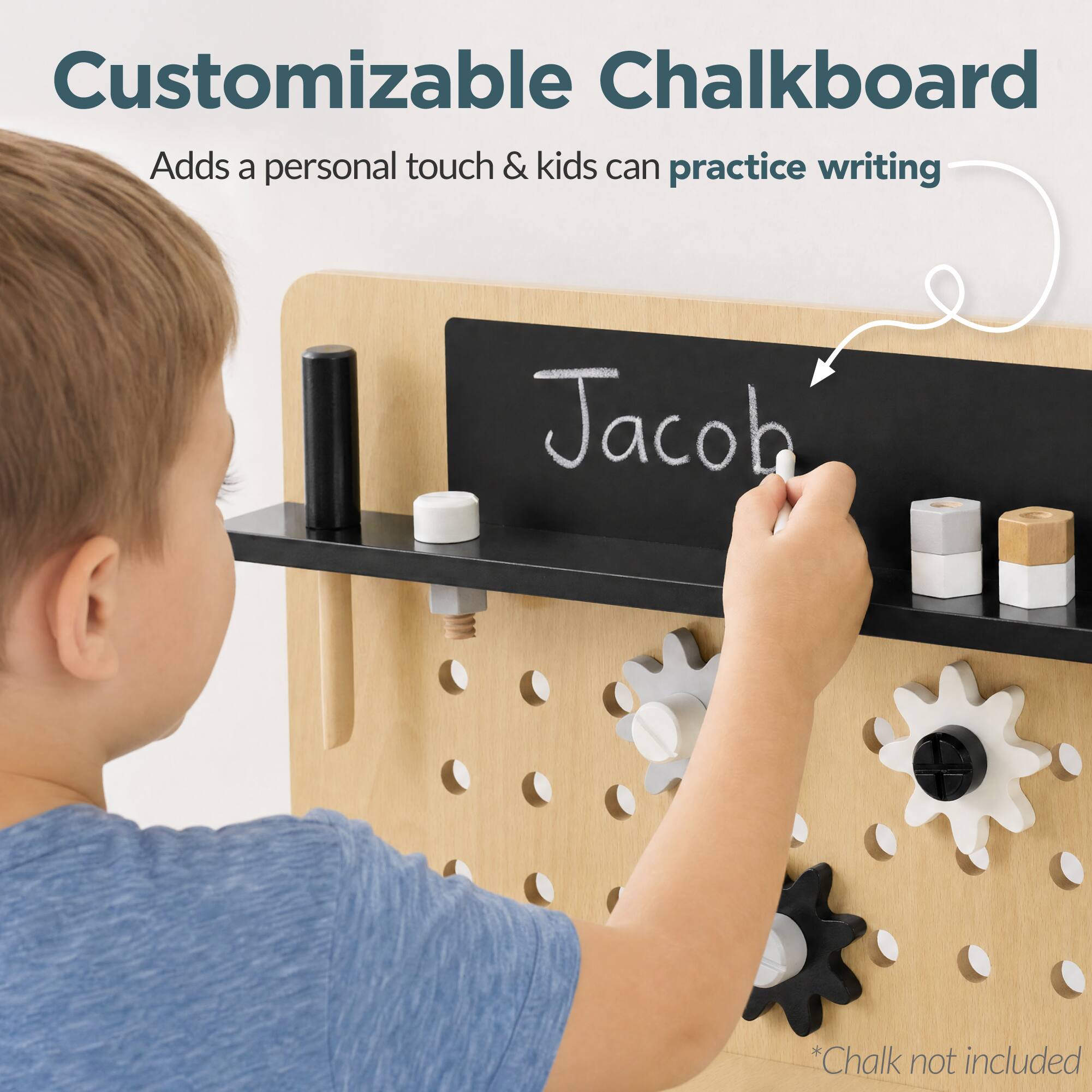 Customizable Chalkboard  
Adds a personal touch & kids can practice writing  

Jacob  

*Chalk not included