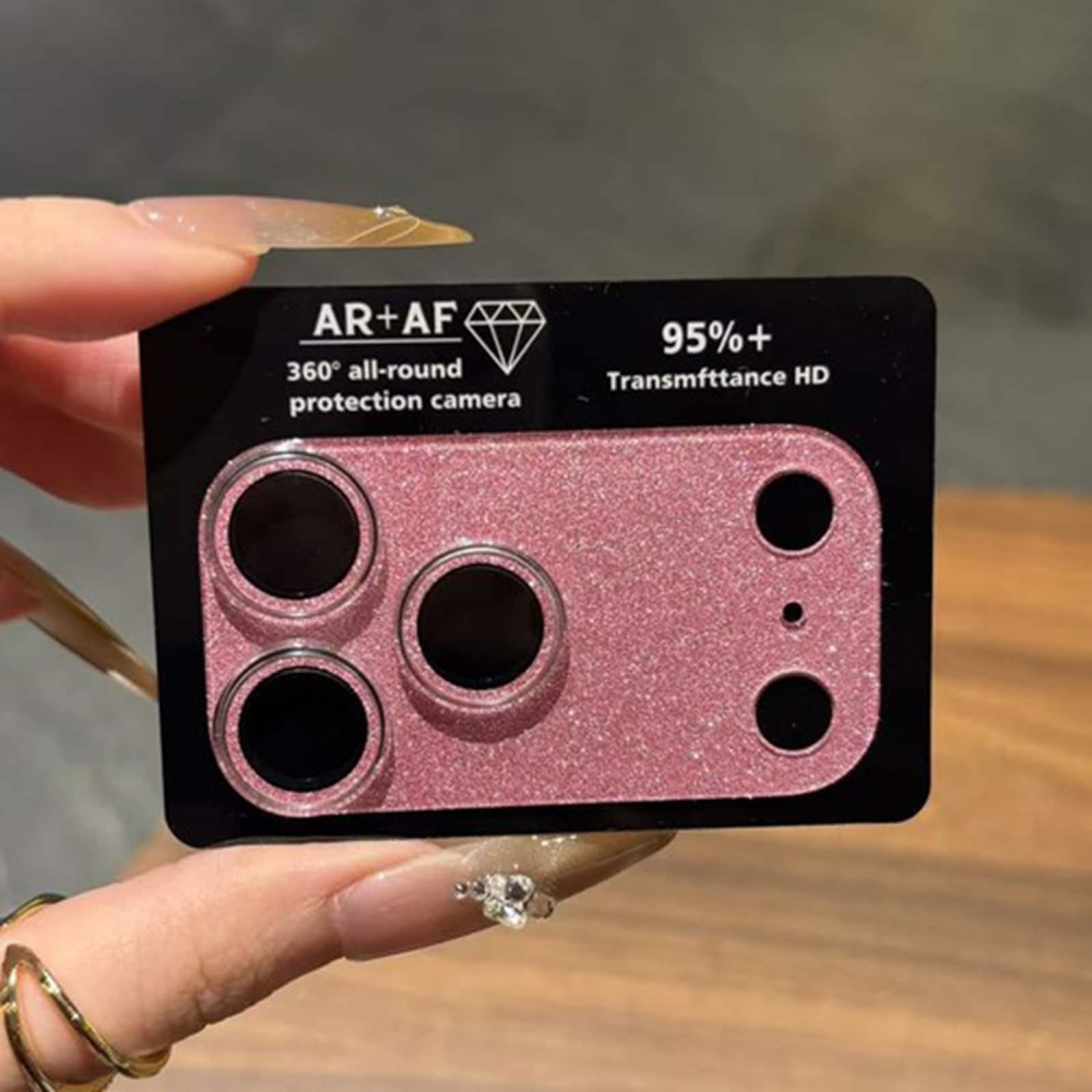 Dteck - Bling Glitter Camera Lens Protector for Apple iPhone 17 Pro Max with 9H Tempered Glass - Pink