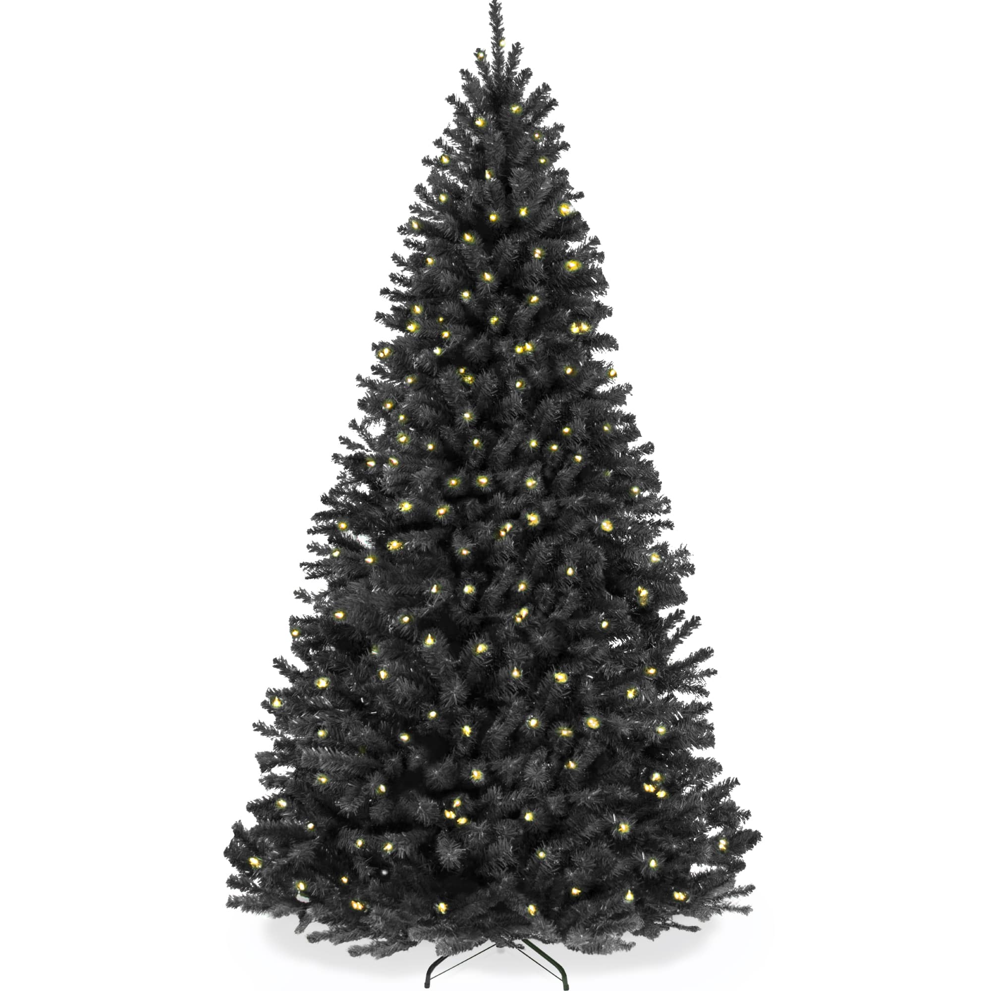Front. Best Choice Products - Best Choice Products Artificial Christmas Tree, 7.5ft Premium Pre-Lit Spruce Design, Dense Branches  Black Spruce - Black Spruce.