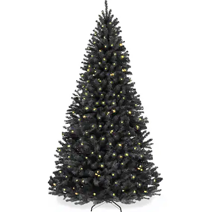 Front. Best Choice Products - Best Choice Products Artificial Christmas Tree, 7.5ft Premium Pre-Lit Spruce Design, Dense Branches Black Spruce - Black Spruce.