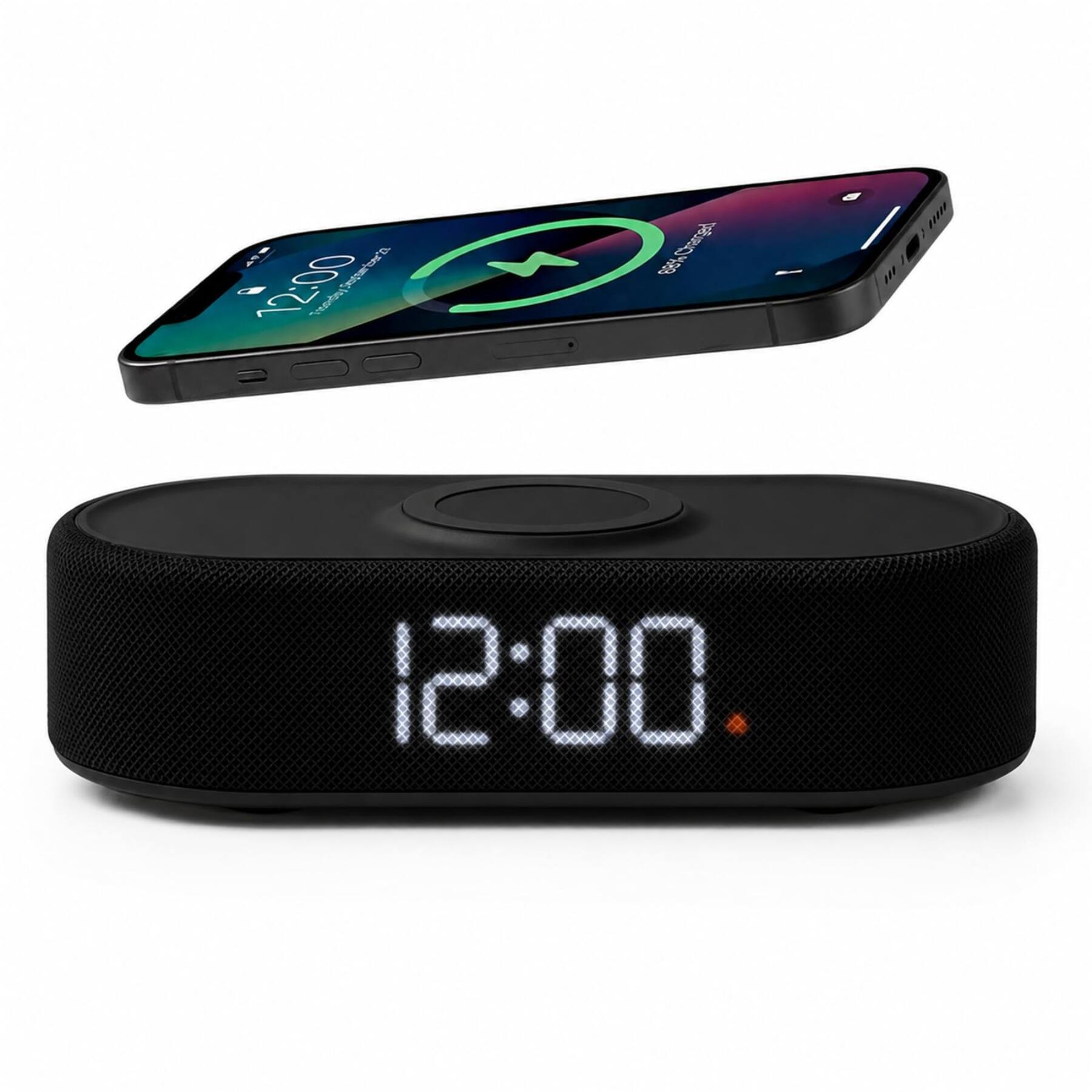 Dazzed Corner Digital Alarm Clock with Wireless Charging, USB C, Dual ...