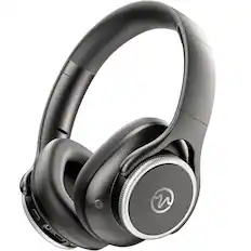 Front. VEAT00L - VEATOOL Hybrid ANC Over-Ear Headphones | BT 6.0, 60H Playtime, Foldable, Hi-Res Audio, Deep Bass - Black.