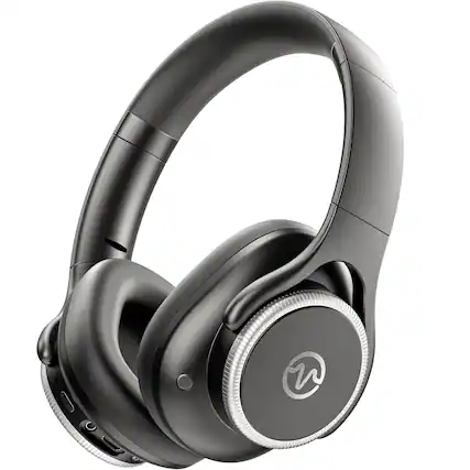 Front. VEAT00L - VEATOOL Hybrid ANC Over-Ear Headphones | BT 6.0, 60H Playtime, Foldable, Hi-Res Audio, Deep Bass - Black.
