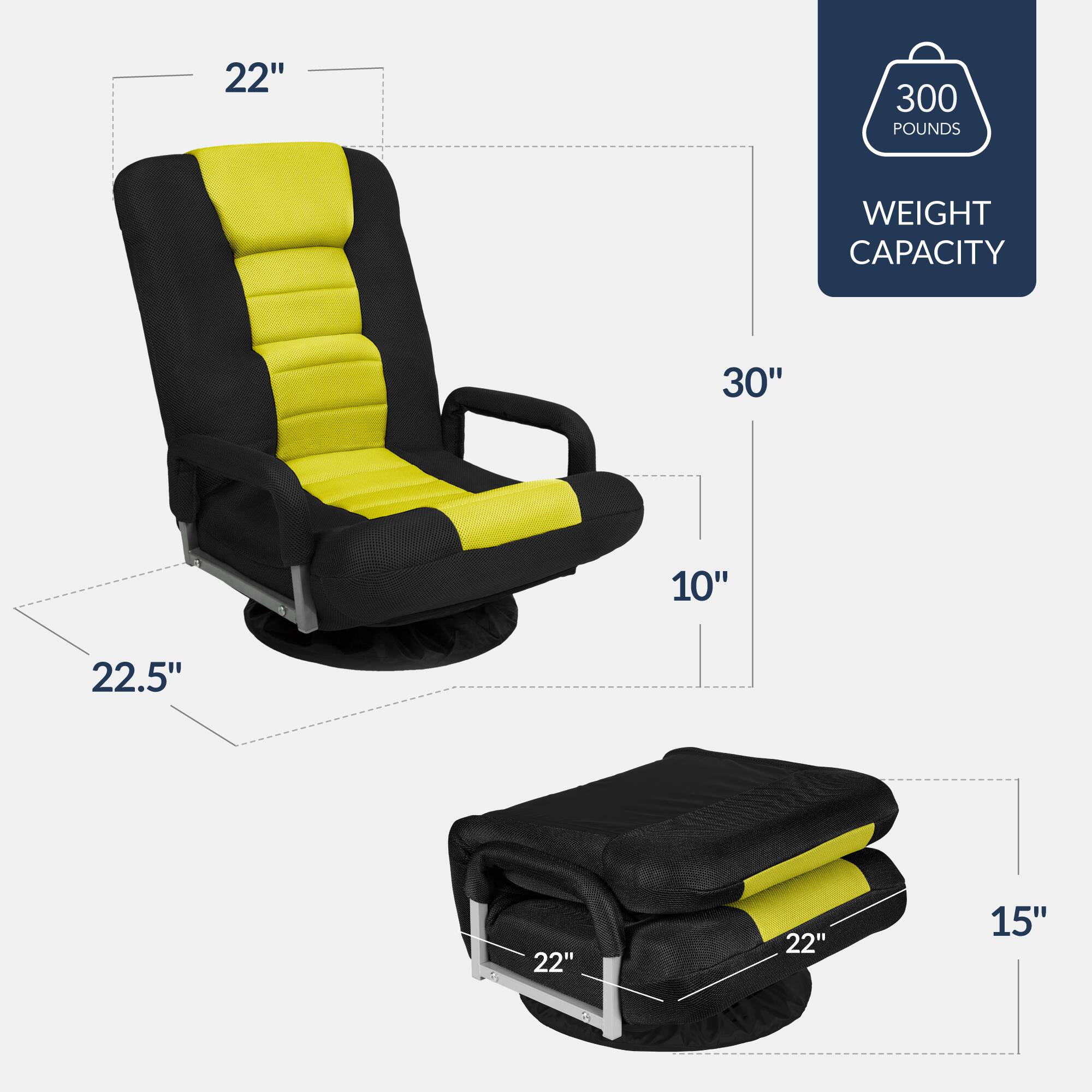 - 22" (width of the chair)
- 30" (depth of the chair)
- 10" (height of the armrest)
- 22.5" (depth of the seat)
- 15" (height of the footrest)
- 22" (width of the footrest)
- 300 pounds weight capacity
