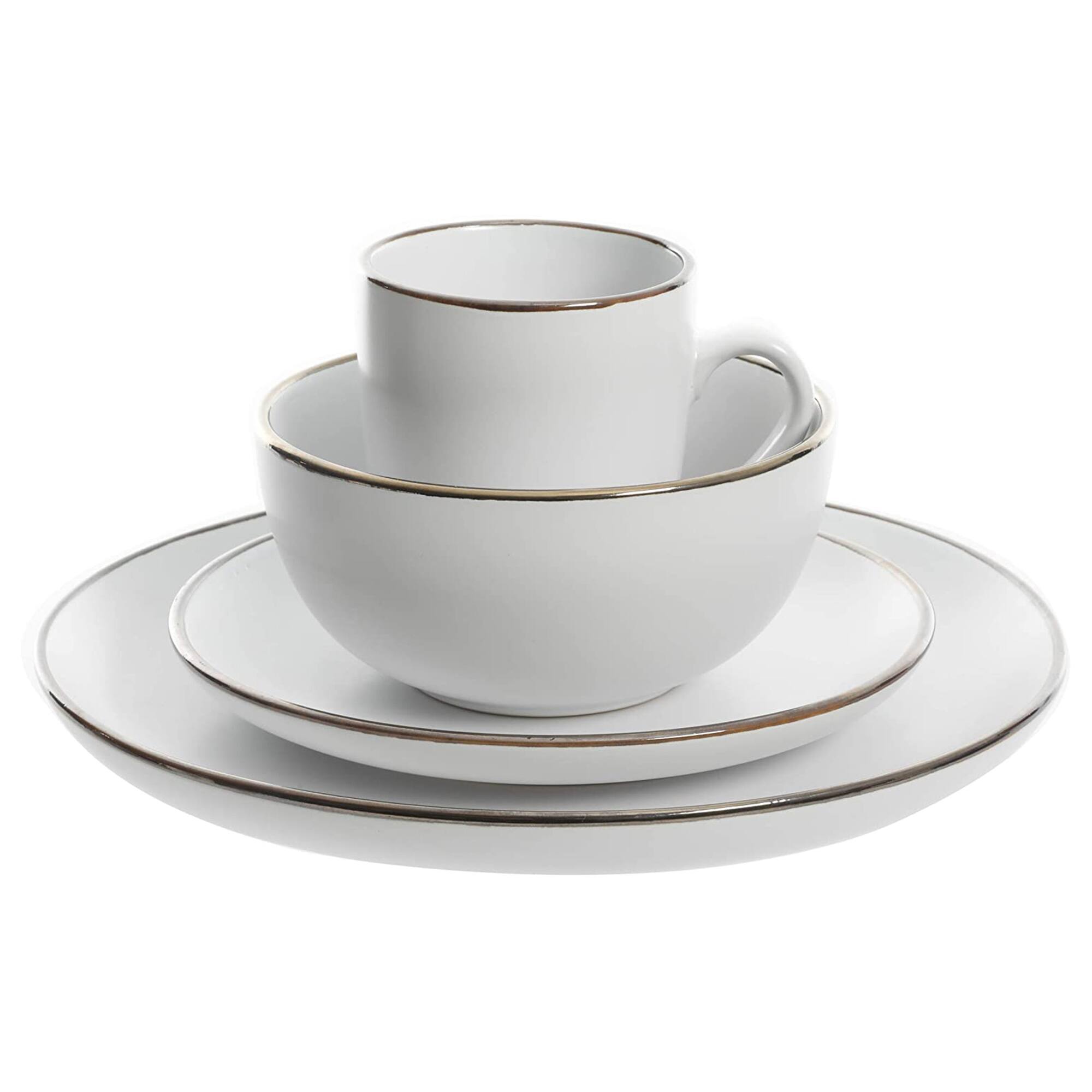 Alt View 10. Gibson - Gibson Home Rockaway Round Stoneware Dinnerware Set, Service for 4, Matte White - White.