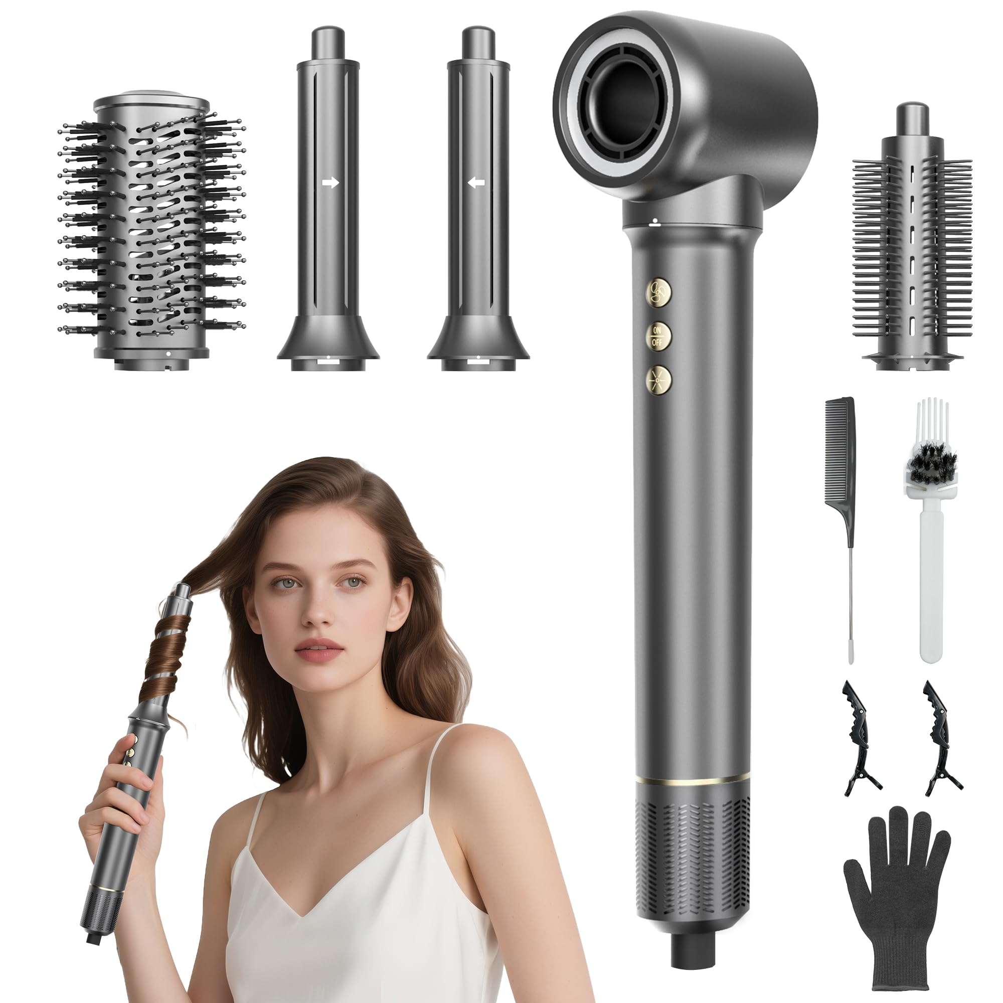 Front. Reds Spade - Styler hair Dryer Brush High speed Frizz free Blow Ionic Fast Drying Hot Air Styler Wrap Auto Curler Multi - Default.