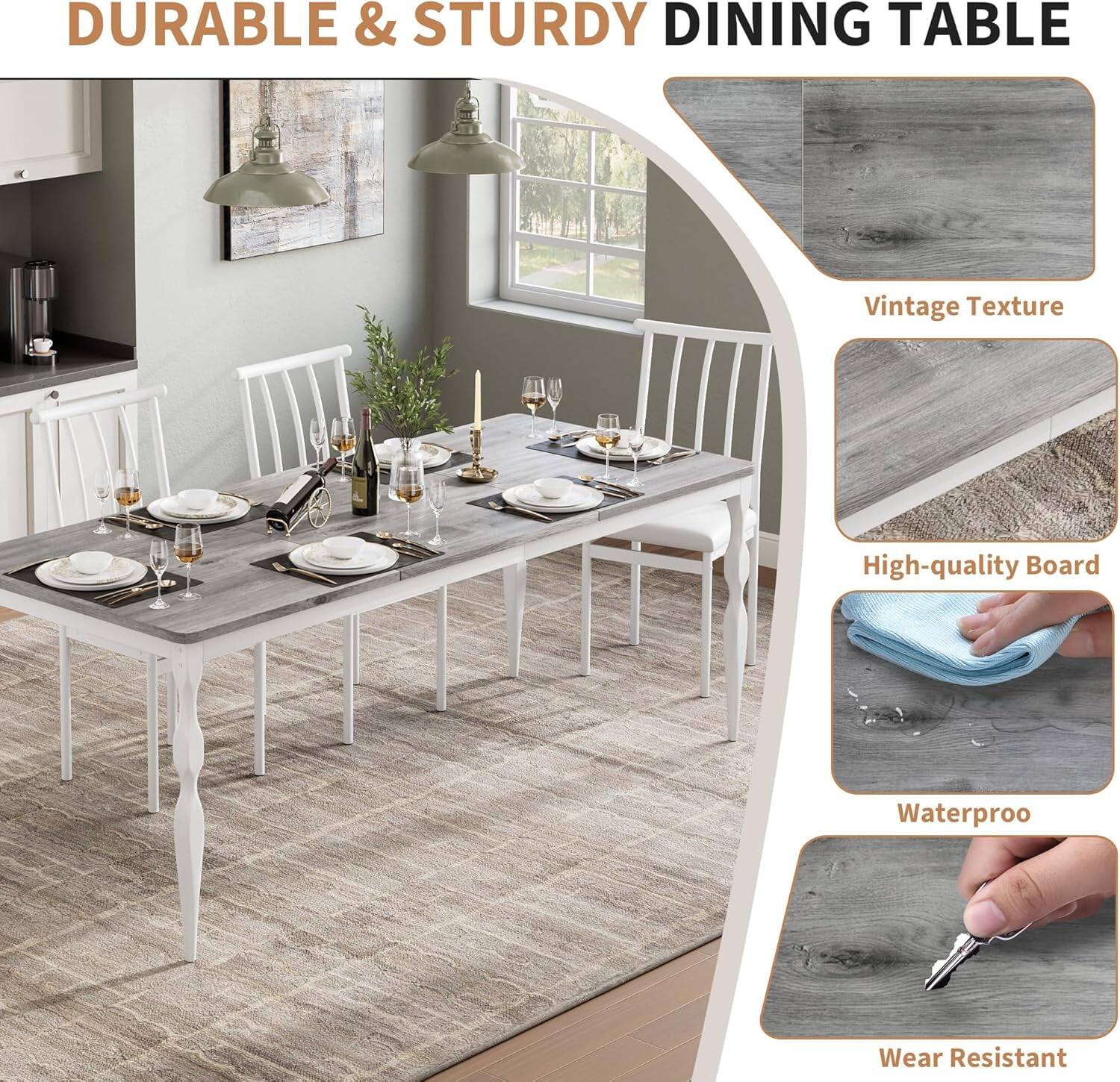 DURABLE & STURDY DINING TABLE

- Vintage Texture
- High-quality Board
- Waterproof
- Wear Resistant