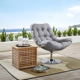 Brighton Wicker Rattan Outdoor Patio Swivel Lounge Chair by Modway - Light Gray Gray