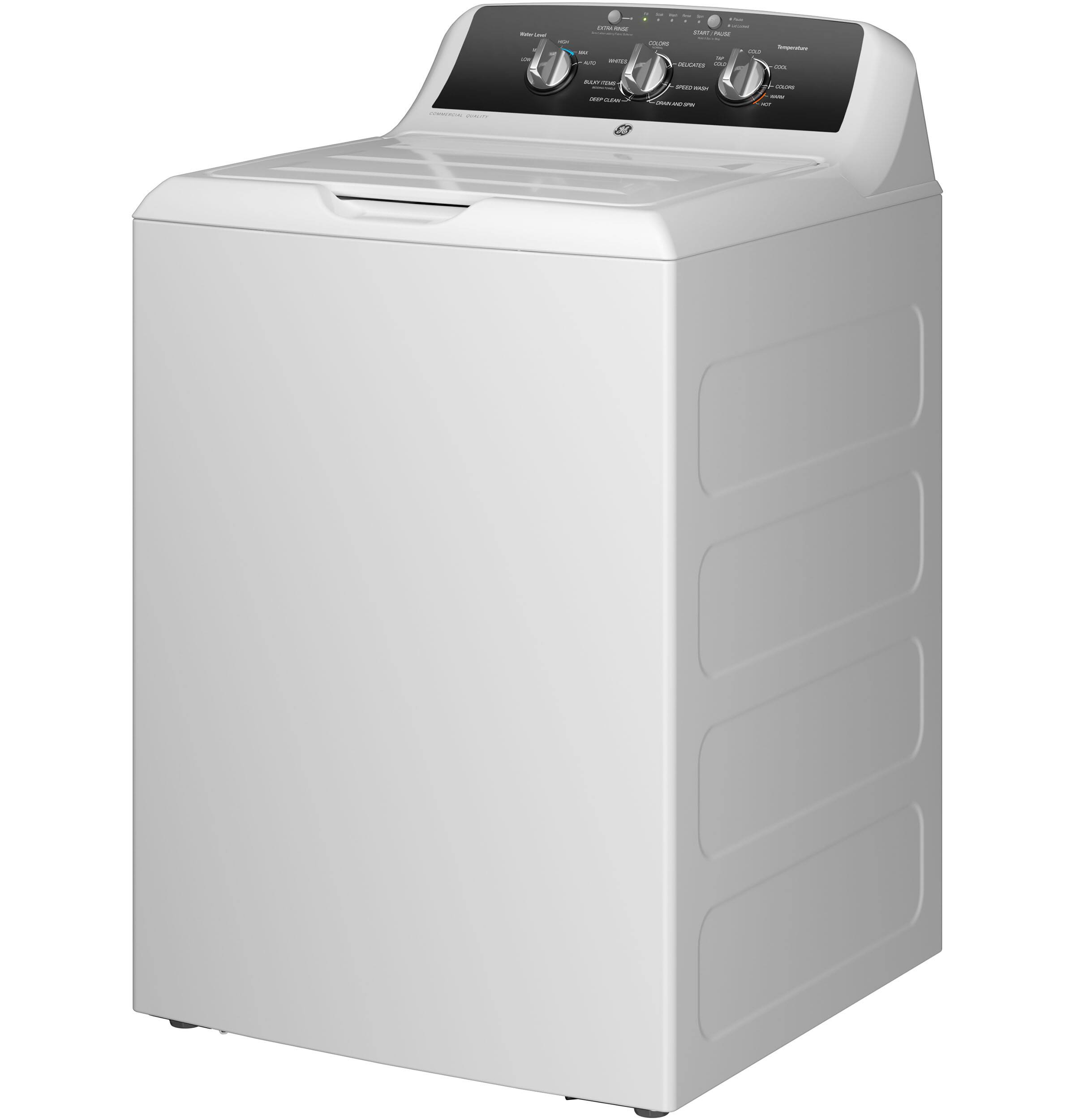 GE GE - 4.3 Cu. Ft. High-Efficiency Top Load Washer with 5 Year Limited Parts and Labor Warranty - White with Black Stainless Steel 3