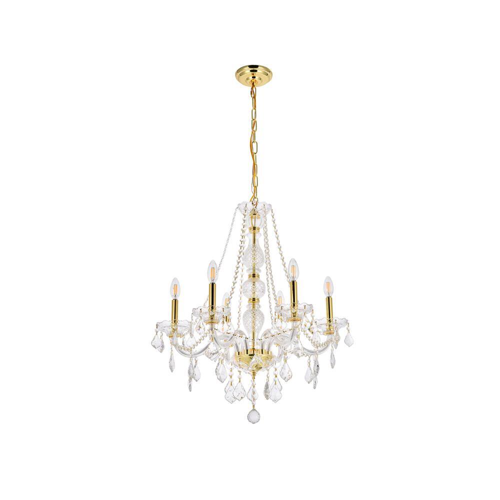 Left. Elegant Lighting - Verona 6 light Gold Chandelier Clear Royal Cut Crystal - Gold.