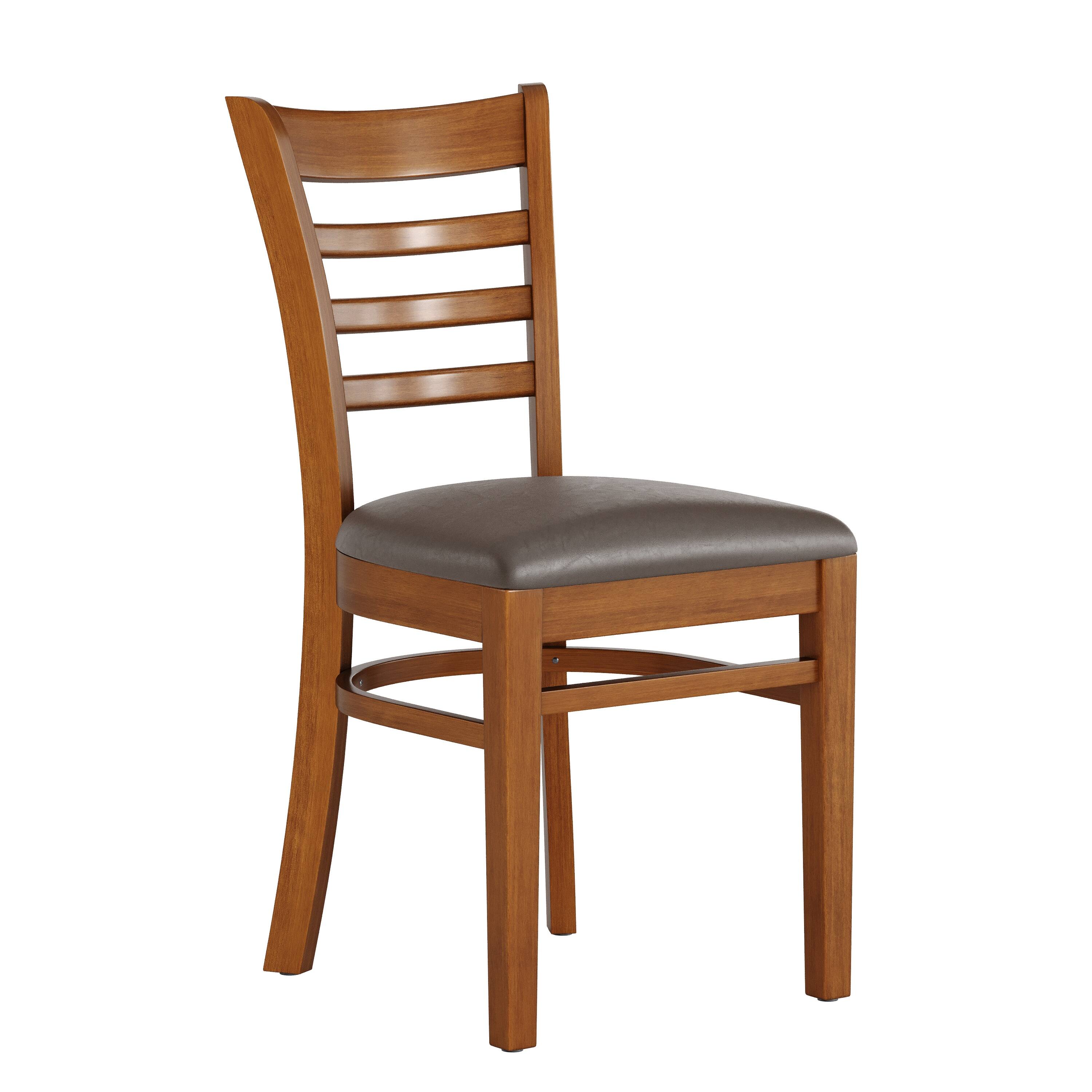 Front. Emma + Oliver - Ladder Back Wooden Restaurant Dining Chair - Mocha Vinyl Seat/Cherry Wood Frame.
