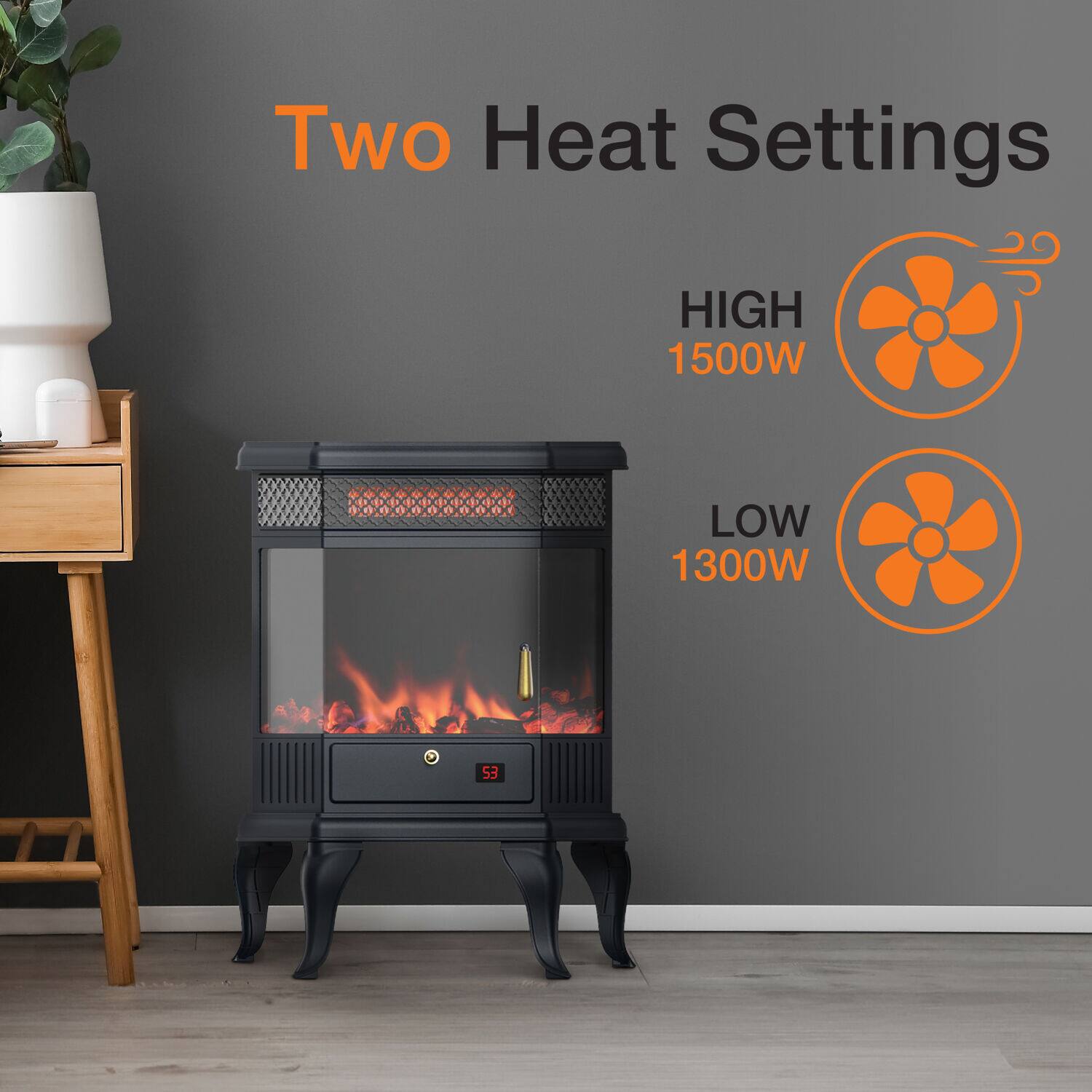 Two Heat Settings: HIGH 1500W and LOW 1300W