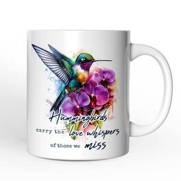 OrnamentallyYou - Artistic Hummingbirds Carry the Love Whispers Quote Mug, Memorial Gift - White