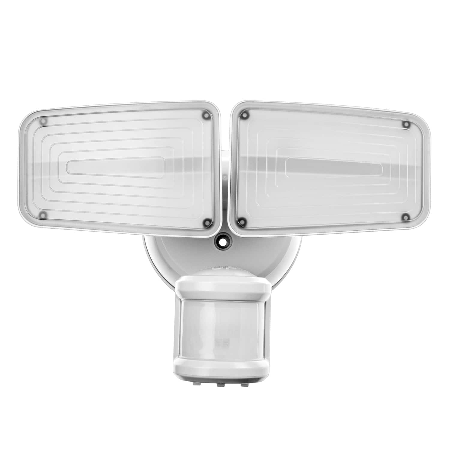 Home Zone Security - 3,000-Lumen Twin-Head Halo Dual-Brightness LED Security Floodlight - White