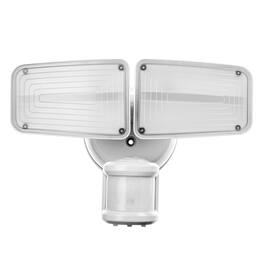Home Zone Security - 3,000-Lumen Twin-Head Halo Dual-Brightness LED Security Floodlight - White