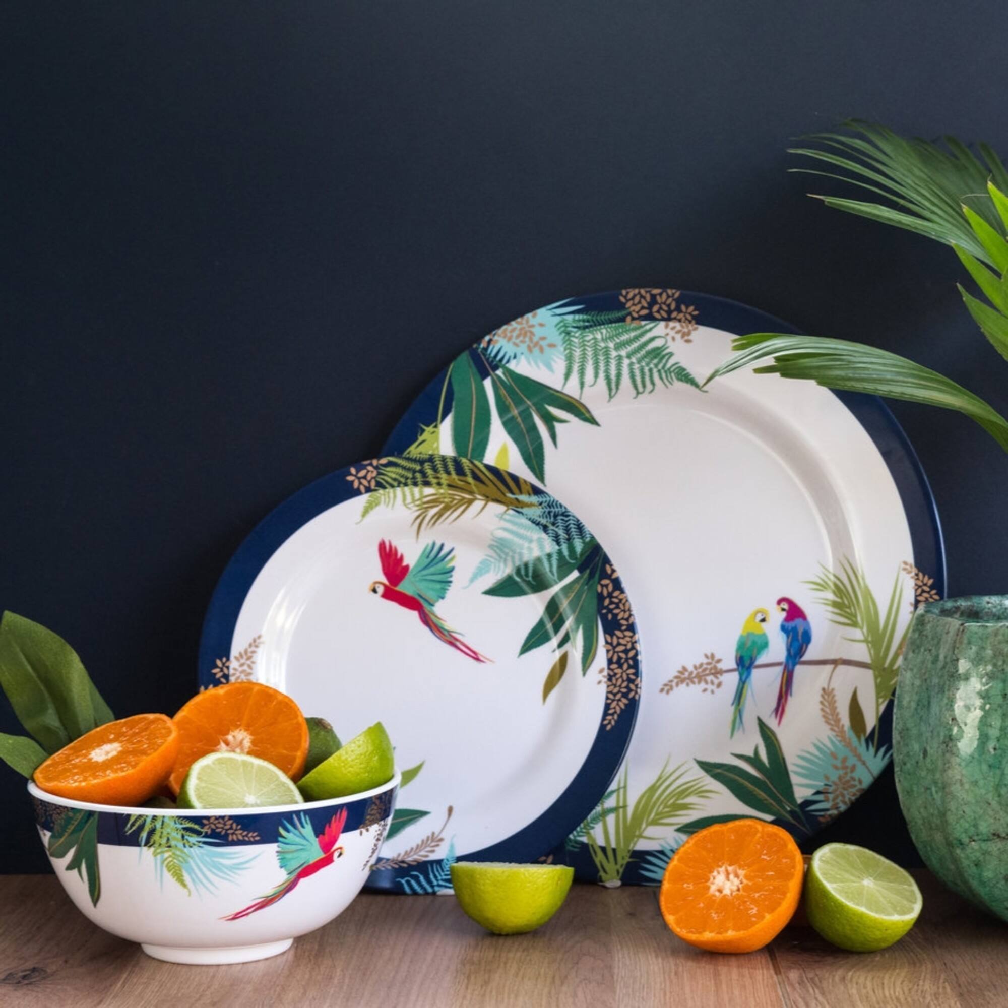 Alt View 1. Portmeirion - Portmeirion Sara Miller Parrot Salad Plate - Set of 4 - Multicolored.