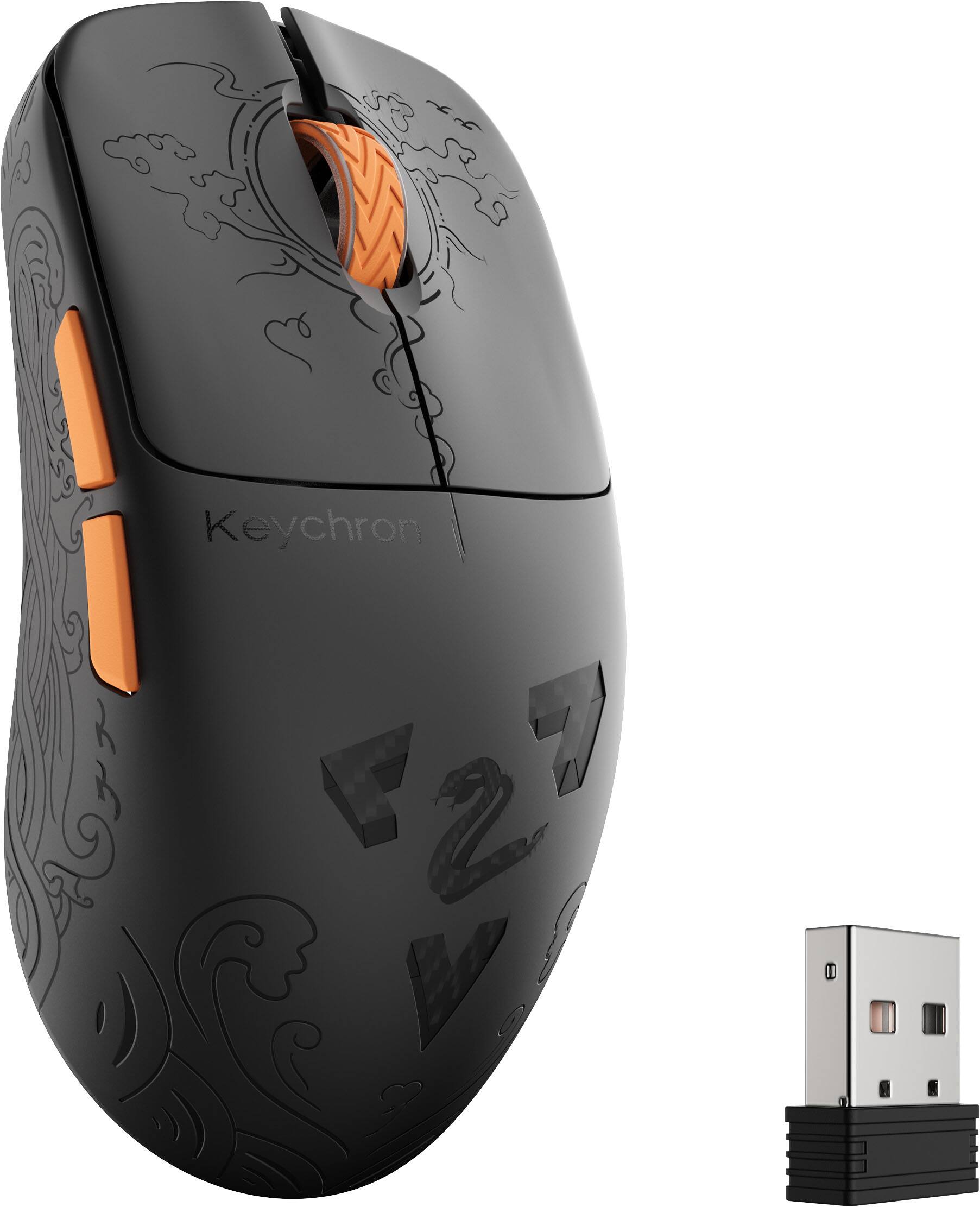 Front. Keychron - Keychron G3 HE 8K Ultra Light Wireless Mouse - Black Carbon Fiber - Black (Carbon Fiber).