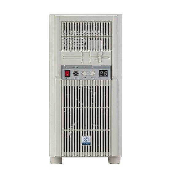 Angle. SilverStone - SST-FLP03W Retro-inspired M-ATX versatile chassis with support for diverse storage high-end GPUs and efficient cooling - White.