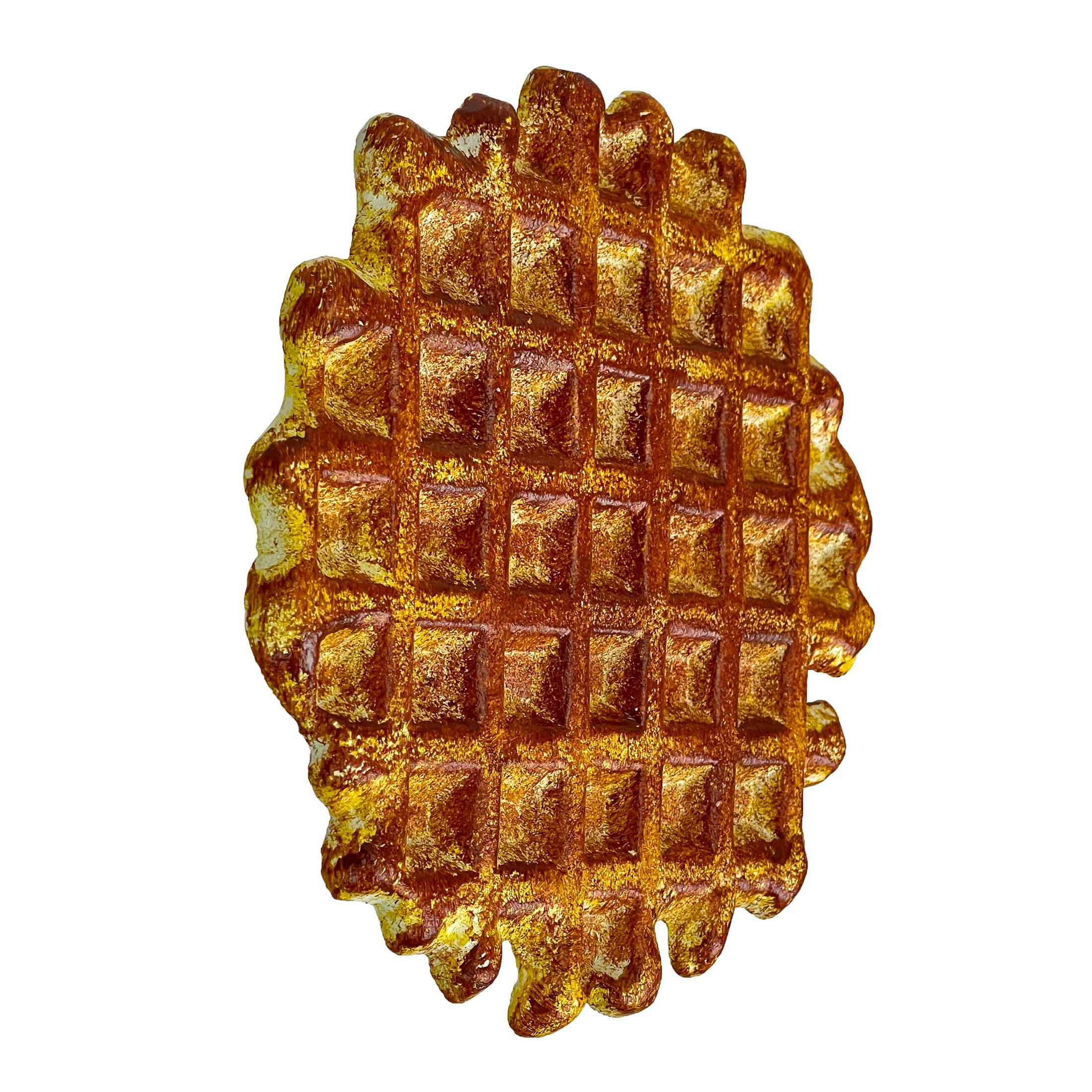 Alt View 1. Zeckos - Belgian Waffle Cast Iron Trivet Plaque 8.25" Kitchen Decor Zeckos - Brown.