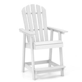 Pefilos - HDPE Patio Chair, Ergonomic Bar Stool with Comfortable Armrests and Extra Footrest - White