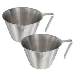 Unique Bargains - 2pcs Stainless Steel Espresso Cup, V-Shaped Mouth Measuring Cup with Handle Scale 3.4oz/100ml - Silver