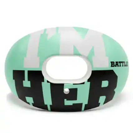 Front. Battle Sports - Battle Sports Oxygen Lip Protector Mouthguard, "I'M HER", Teal - Teal.