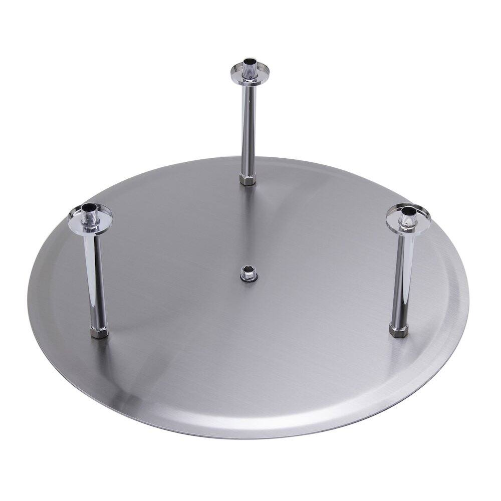 Back. Alfi - 24" Round Brushed Solid Stainless Steel Ultra Thin Rain Shower Head - Silver.