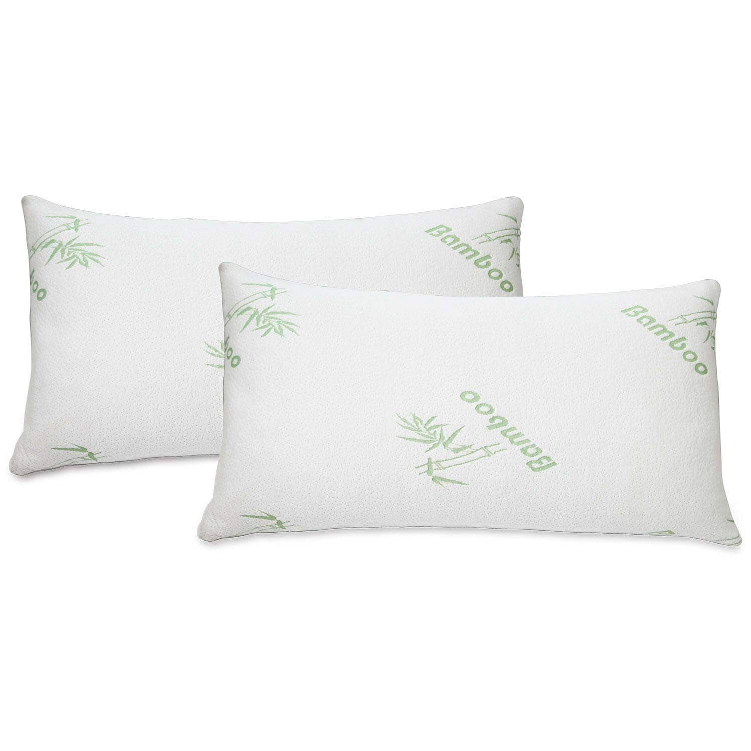 J&V TEXTILES - Bamboo Memory Foam Pillows (2-Pack) - White