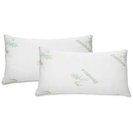 J&V TEXTILES - Bamboo Memory Foam Pillows (2-Pack) - White