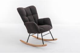 Trinkets Crazed - Teddy Fabric Rocking Gilder Nursery Chair For Living Room Indoor - Dark Gray
