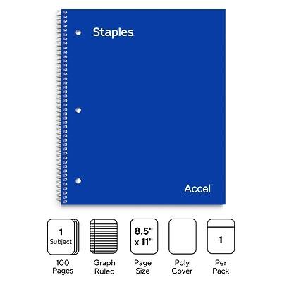 Staples Accel 1 Subject 8.5" x 11" 100 Pages Graph Ruled Page Size Poly Cover Per Pack