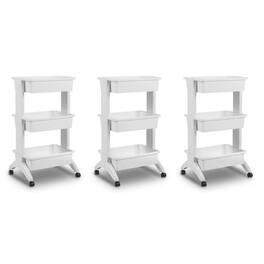 Sterilite - 3 Tier Utility Rolling Organization Cart Portable Storage Bins, 3 Pack - White